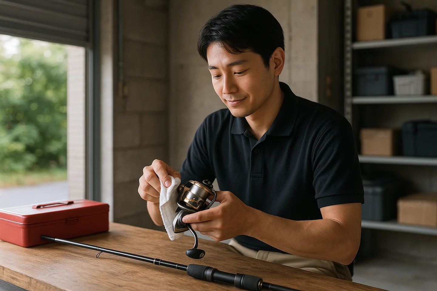 釣具の査定の様子